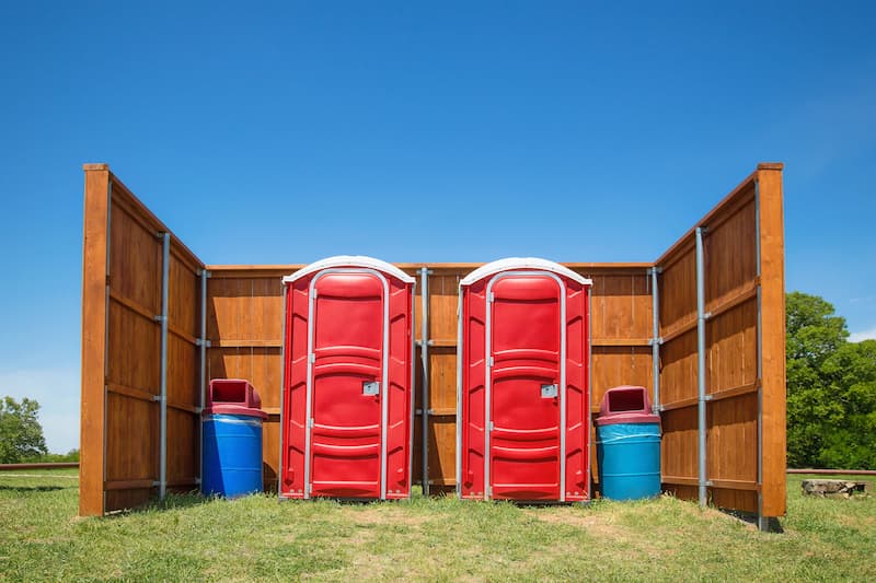 Short-term porta potty units staged for delivery in Corvallis, Oregon